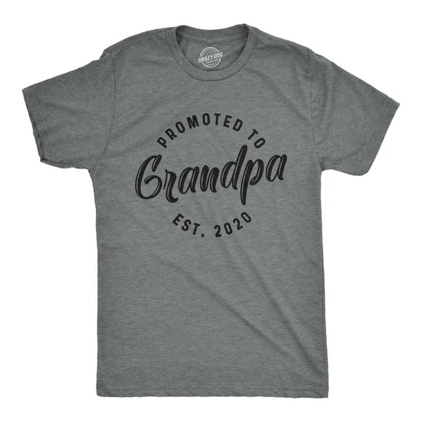 Mens Promoted to Grandpa Est 2020 T shirt Best Funny Novelty Gift Fathers Day 